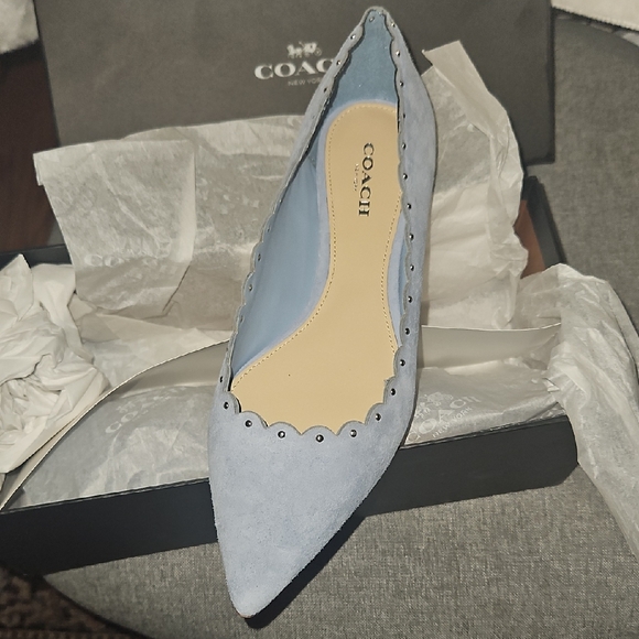 Coach Shoes - Coach Women's Light Blue Scalloped Loafers